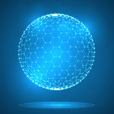 矢量3d对象从一个六边形网格与点。时尚的设计