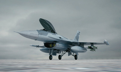 F - 16，美国军用战斗机。三维渲染