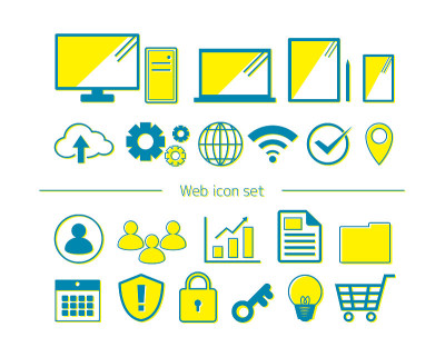 Vector illustration of office / work. Business ico