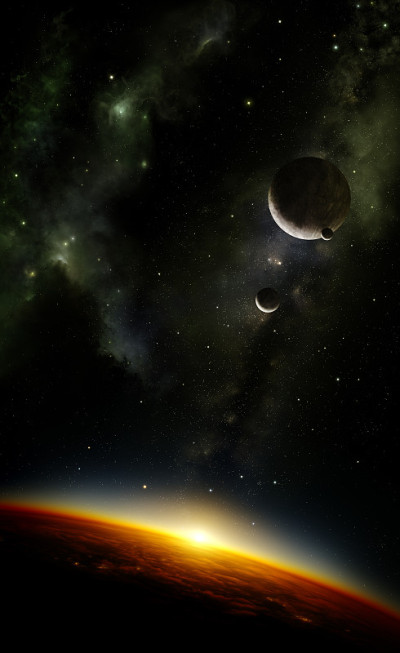 有星云的太空行星