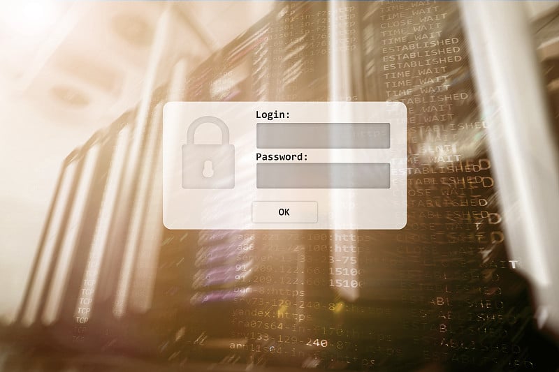 服务器机房，登录和密码请求，数据访问和安全。