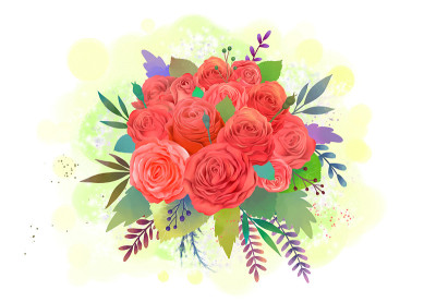 花束水彩插图