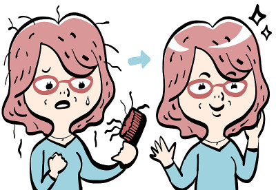 患有脱发、头发稀疏和头发灰白的女性