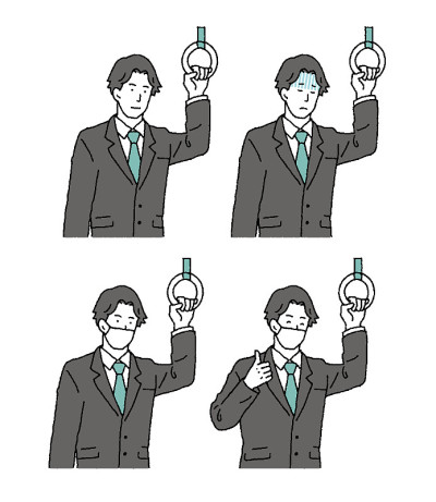简单的触摸插图设置的商人乘火车通勤