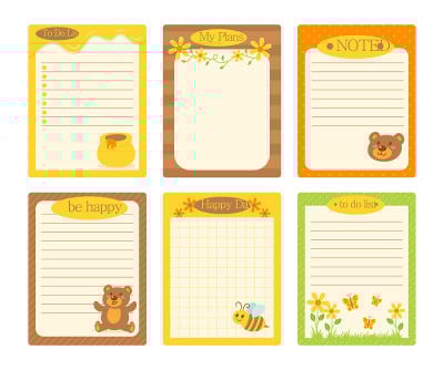 Scrapbook notes & cards Vector illustration