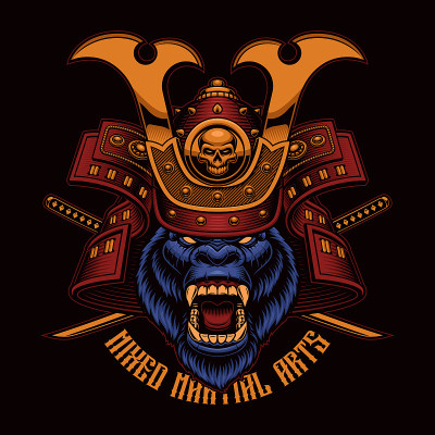 彩色矢量插图的大猩猩武士