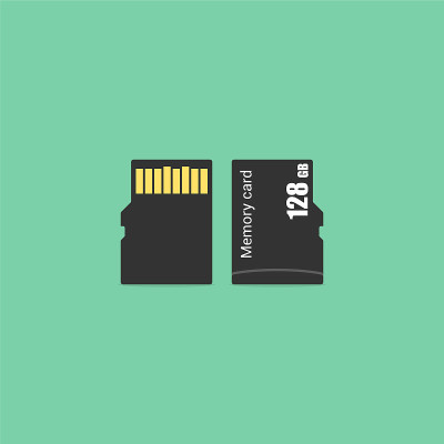 Micro - SD存储卡。矢量插图在平面风格