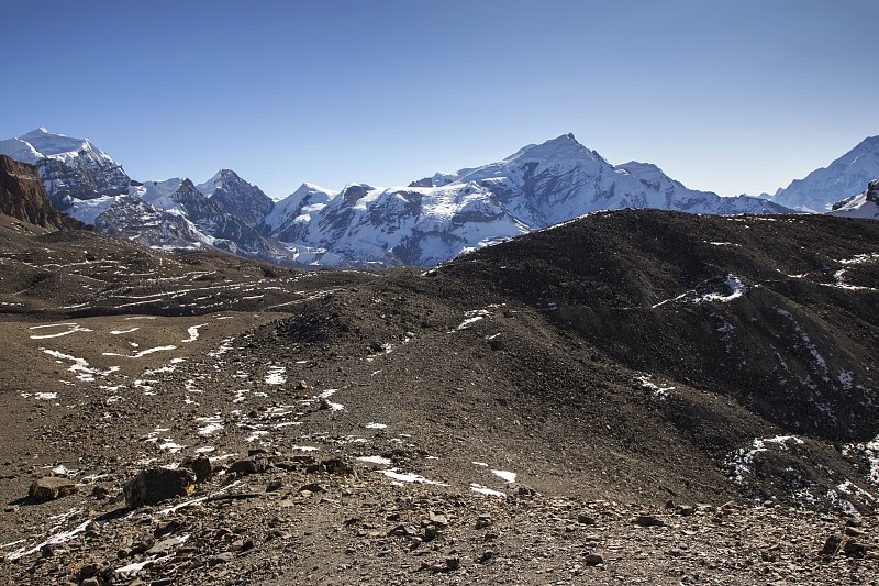 尼泊尔喜马拉雅山脉Annapurna环路上的Thorung La Pass