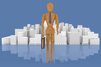 领袖。经理和城市- 3D插图