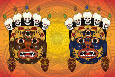 佛教神马哈卡拉，矢量插图