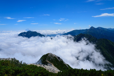日本南部的主要山峰是阿尔卑斯山和富士山