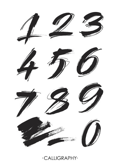 矢量套书法丙烯或墨水数字