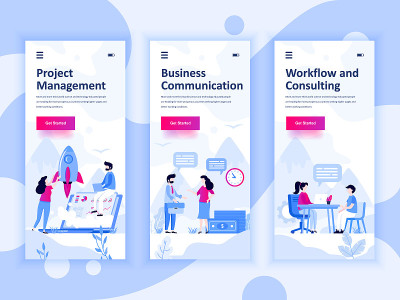 Set of onboarding screens user interface kit for M