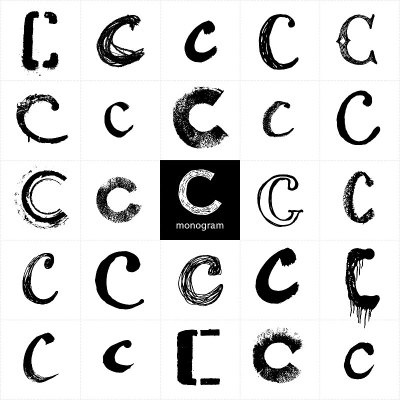 字母C.一套手写时尚的字母。