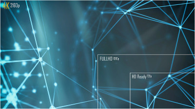4K // Full HD // HD准备电视分辨率显示与分辨率的比较。三维渲染