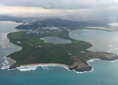 波多黎各沿海地区的鸟瞰图。