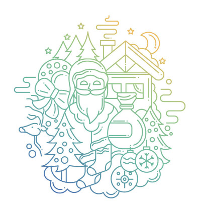 圣诞卡线设计插图