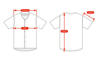 服装尺寸图表矢量图(棒球衫)