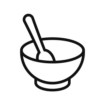 把一个勺子插在碗里的食物倒空