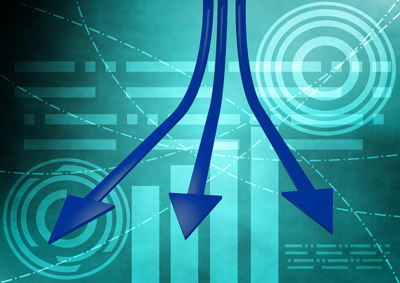 经济和金融情景统计数据的箭头图。