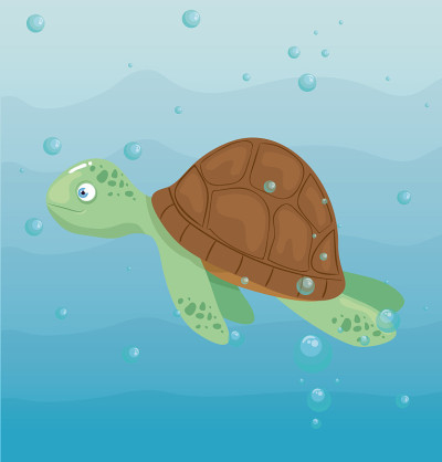 海龟动物在海洋中，海洋世界的居住者，可爱的水下生物，栖息海洋