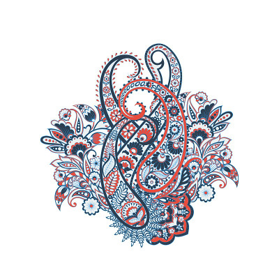 佩斯利矢量模式。孤立的亚洲插图