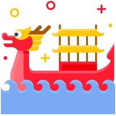 龙舟图标与端午节相关矢量