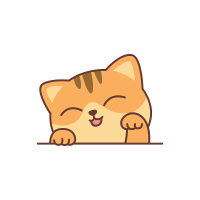可爱的橙色猫卡通，矢量插图