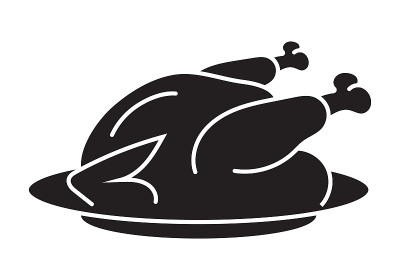 Thanksgiving dinner roast turkey flat vector icon 