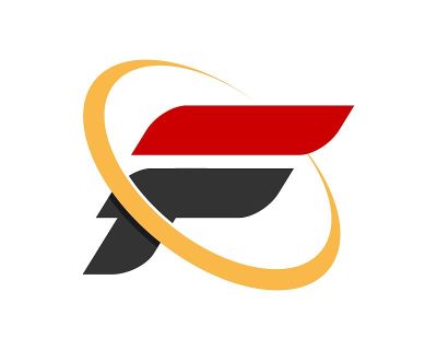 黑色和红色的F字母，首字母带钩