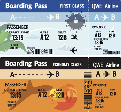 航空公司登机牌机票-平面插图