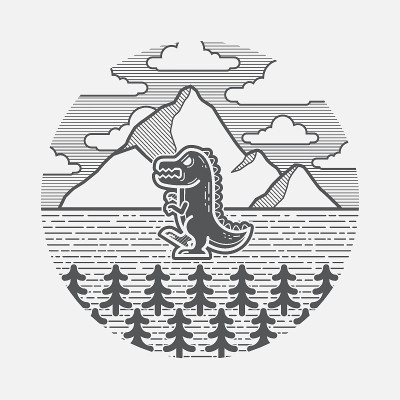 简单的恐龙景观插图