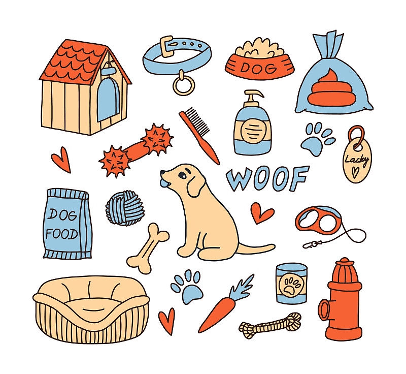 收集犬类用品及设备。