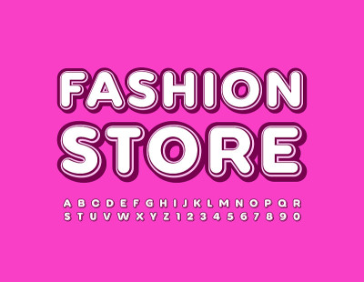向量魅力象征时装店。一套创造性的字母和数字