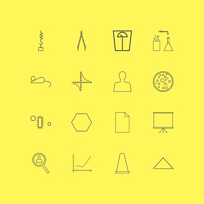 科学线性图标集。简单的轮廓图标