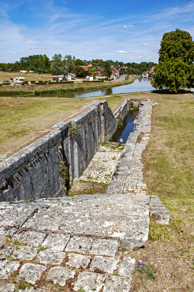 Rogny-the-seven-locks。锁的规模。Yonne。勃艮第。法国