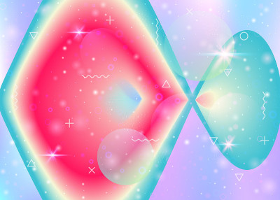 彩虹背景上充满活力的渐变。全息动态流体。宇宙全息图。