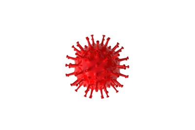 红色COVID-19冠状病毒3D渲染