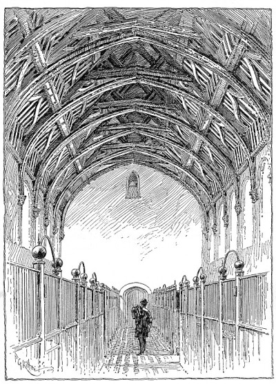 英国赫特福德哈特菲尔德住宅老大厅的维多利亚时代黑白版画;英语画报杂志1892年