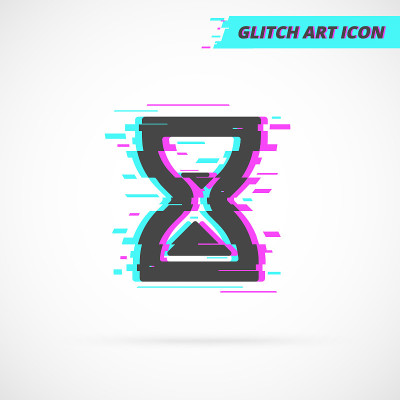 Sand Glass Vector Icon in Glitch Art Style