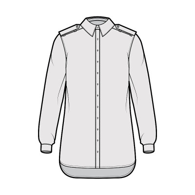 Shirt epaulette technical fashion illustration wit