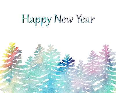 水彩新年贺卡模板