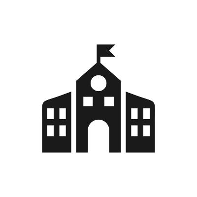 学校建筑标志与旗帜。位置计划向量的符号