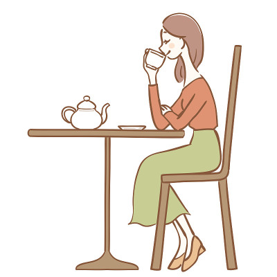 一个女人喝茶的插图