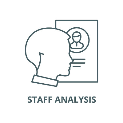 Staff analysis vector line icon, linear concept, o