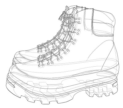 Mens boot concept. Vector rendering of 3d