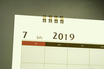 2019年月的日历页