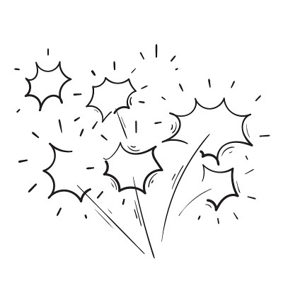 手绘的涂鸦烟花插图图标矢量
