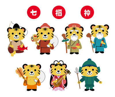 贺岁卡2022虎年七福神