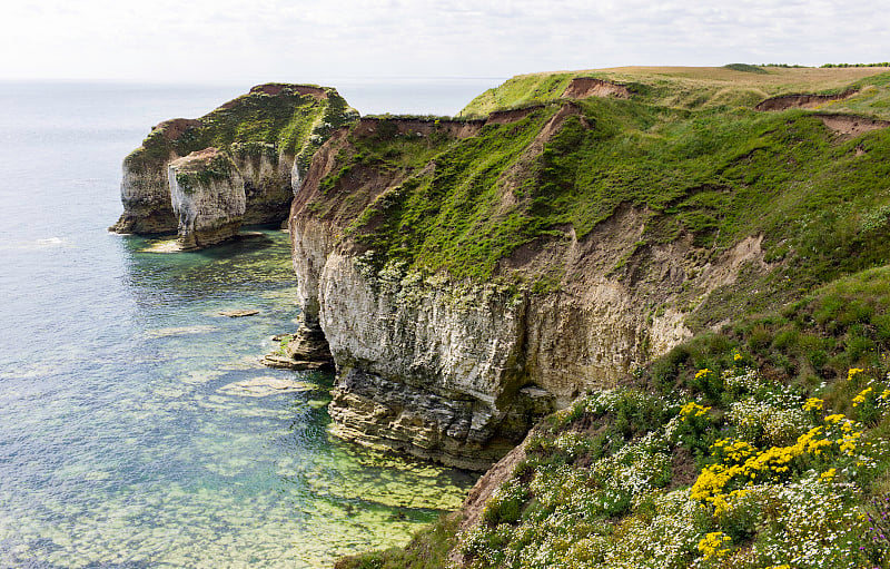 英国约克郡Flamborough Head的悬崖峭壁